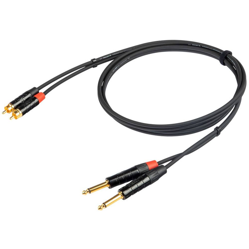 CAVO PROEL SERIE CALLENGE 2 x spina jack Mono Ø 6.3 mm - 2 x spina RCA 1.5 MT