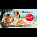 TARGA METALLO COCA COLA BEACH COUPLE 25X50 CM