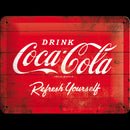 TARGA METALLO COCA COLA LOGO RED REFRESH  15X20 CM