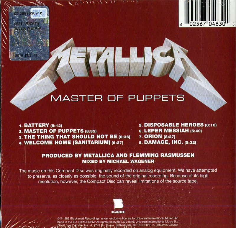 METALLICA - MASTER OF PUPPETS-REMASTER