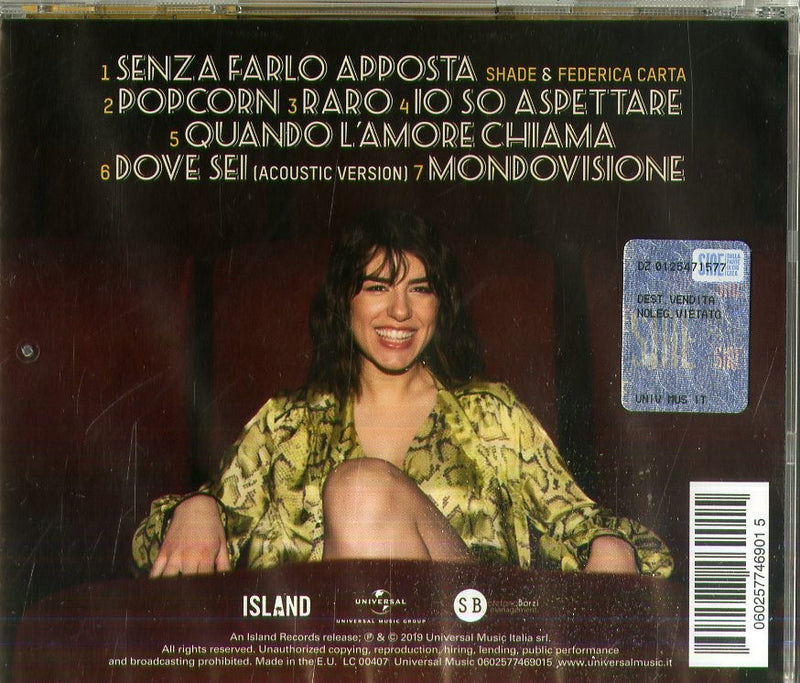 CARTA FEDERICA - POPCORN. - SANREMO 2019