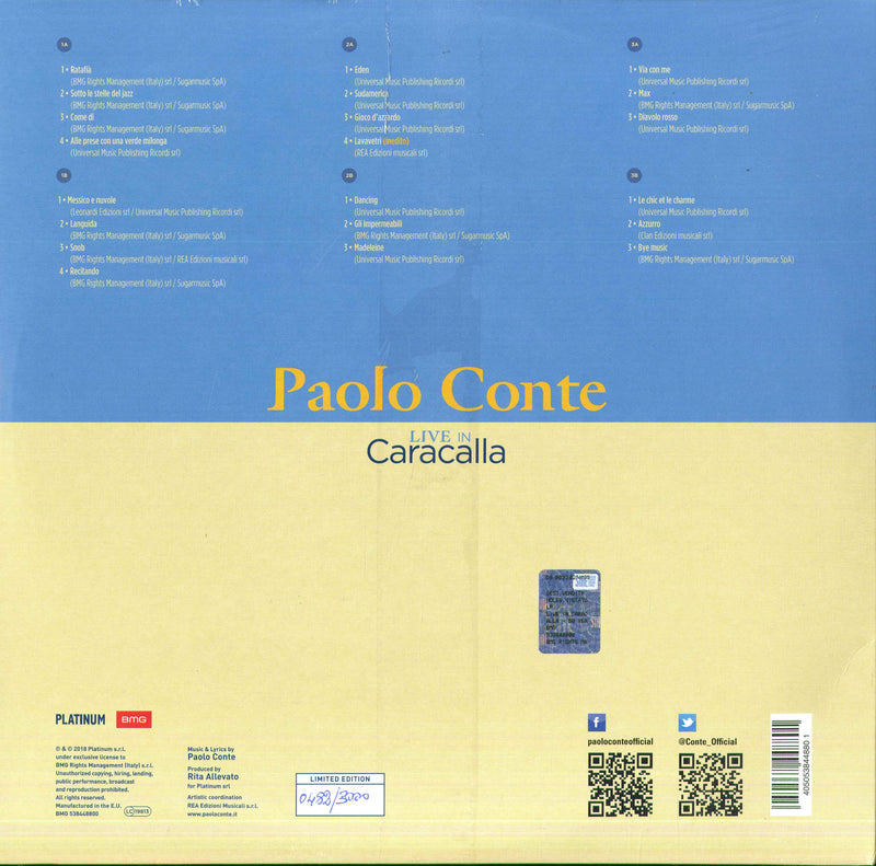 Paolo Conte - Live In Caracalla - 50 Years Of Azzurro (Triplo Vinile 180Gr.Lim Edt. Numerata) - Lp