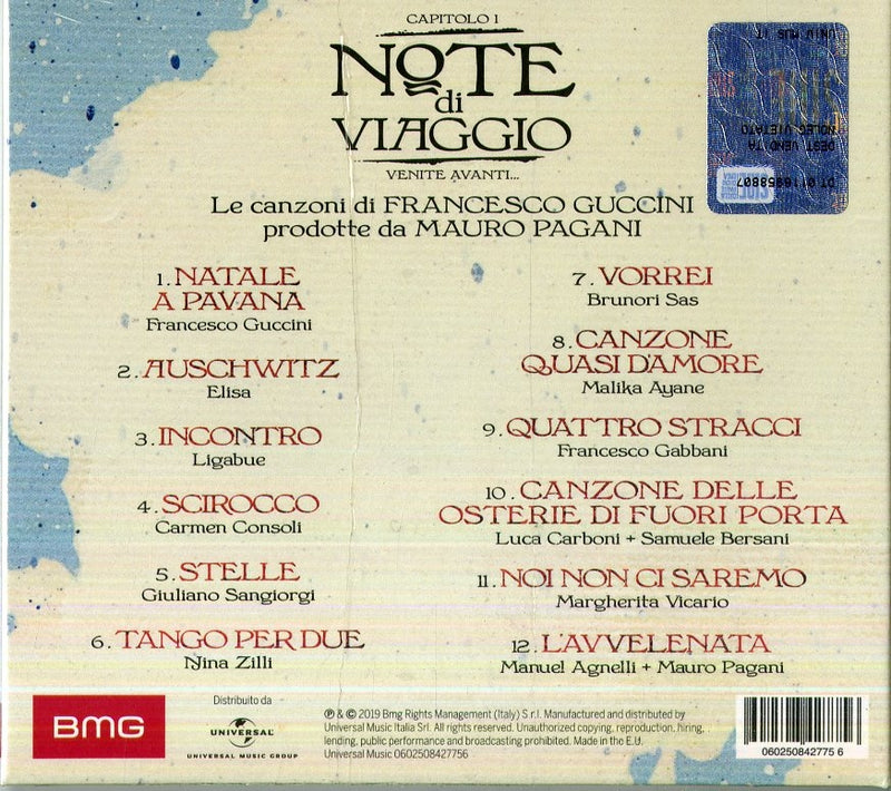 GUCCINI FRANCESCO / PAGANI MAURO - NOTE DI VIAGGIO-CAP.1: VENITE AVANTI - CD