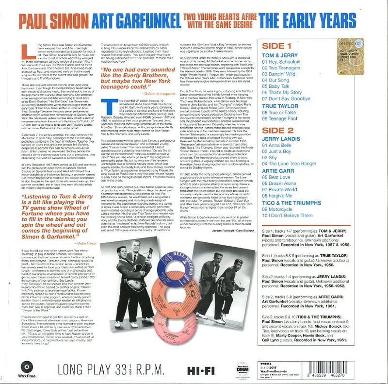 SIMON PAUL & GARFUNKEL ART - TWO YOUNG HEARTS AFIRE WITH THE SAME DESIRE - THE EARLY YEARS [LP]