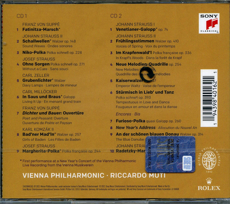 RICCARDO MUTI & WIEN - NEUJAHRSKONZERT 2021 / NEW YEAR'S CONCERT - CONCERTO DI CAPODANNO - CD