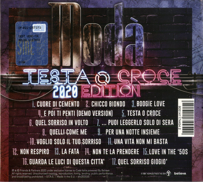 MODA' - TESTA O CROCE 2020 EDITION - CD