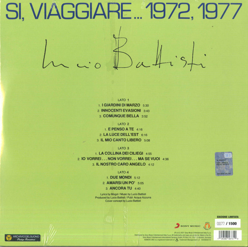 BATTISTI LUCIO - SI VIAGGIARE... 1972, 1977 (140 GR VINILE BLU) - LP