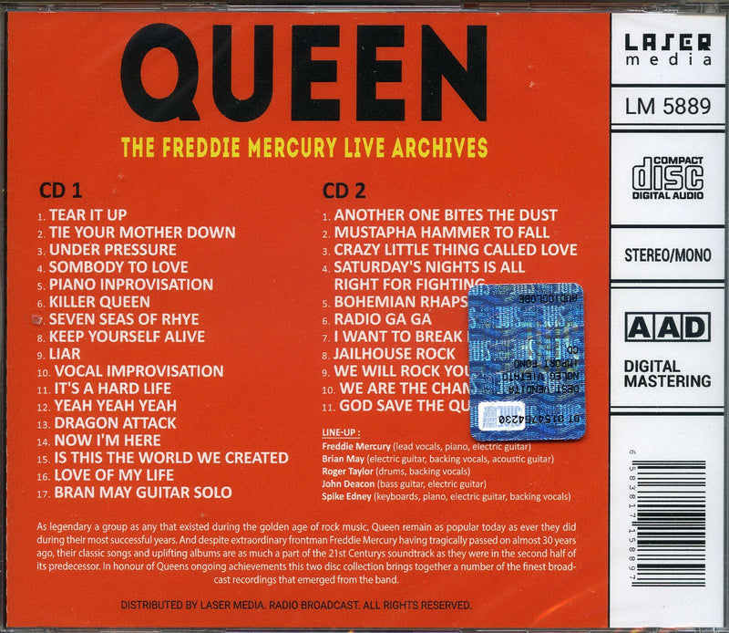 QUEEN - THE FREDDIE MERCURY LIVE ARCHIVES - CD