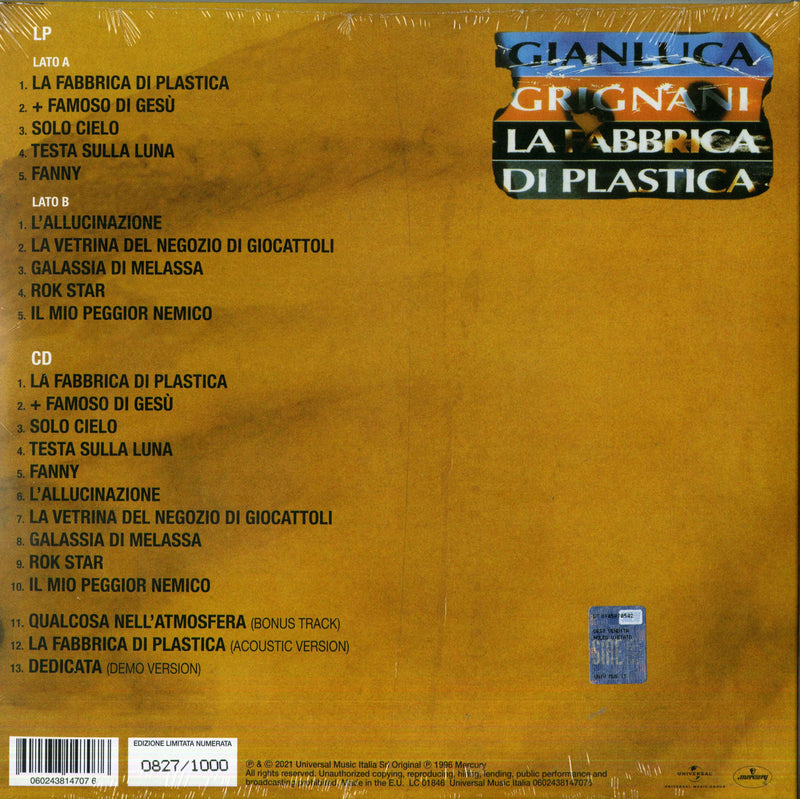 GRIGNANI GIANLUCA - LA FABBRICA DI PLASTICA - LP +CD LTD.ED. - LP