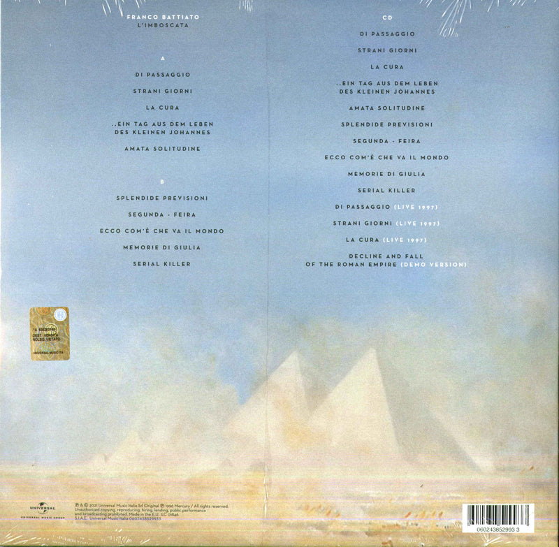 BATTIATO FRANCO - L'IMBOSCATA - LP180. GR BLACK VINYL+CD LTD.ED. - LP