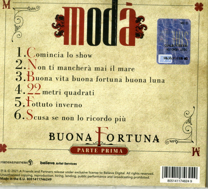 MODA' - BUONA FORTUNA PARTE PRIMA - CD