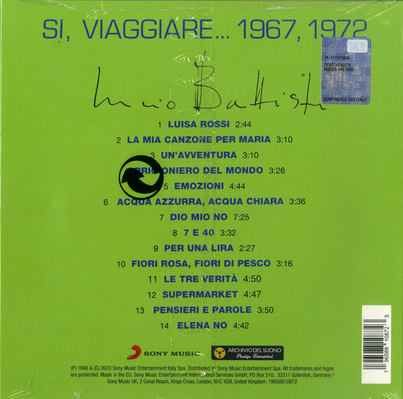 BATTISTI LUCIO - SI VIAGGIARE... 1967-1972 - GREEN CD EDITION - CD
