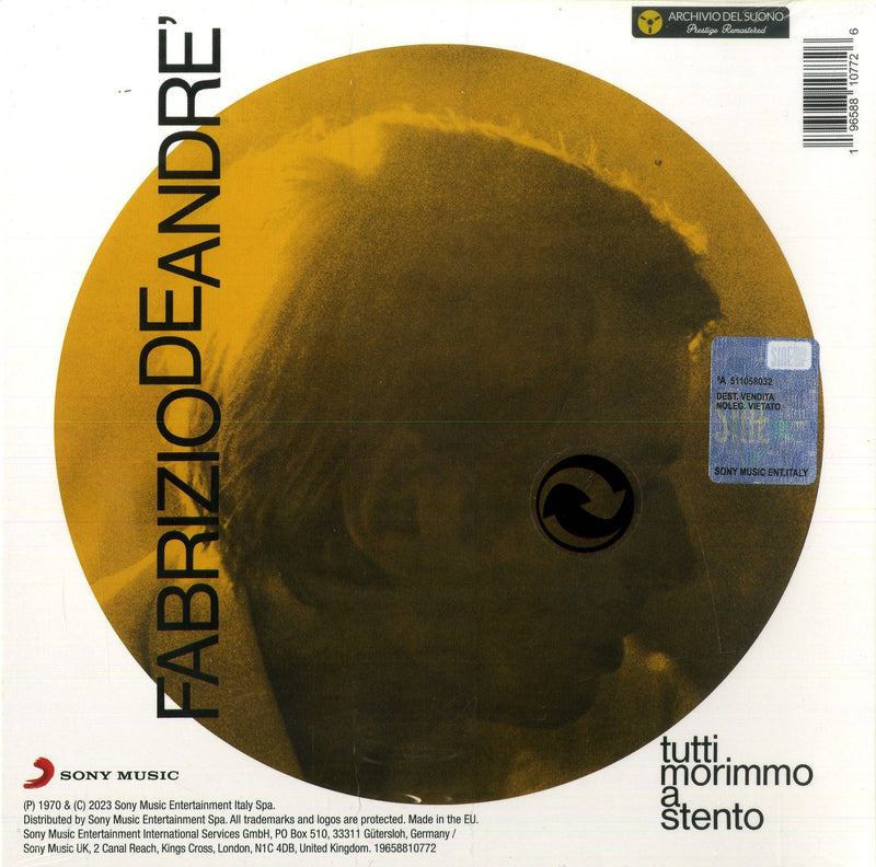 DE ANDRE' FABRIZIO - TUTTI MORIMMO A STENTO - YELLOW VINYL EDITION - CD